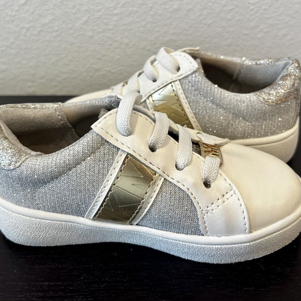 Michael Kors Toddler Girls Jem Square Sneakers in Silver-Gold Size 6 - Picture 11 of 16